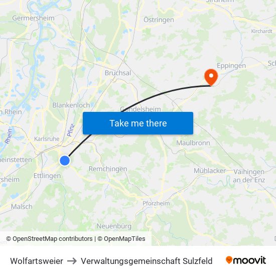 Wolfartsweier to Verwaltungsgemeinschaft Sulzfeld map