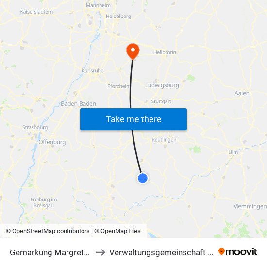 Gemarkung Margrethausen to Verwaltungsgemeinschaft Sulzfeld map