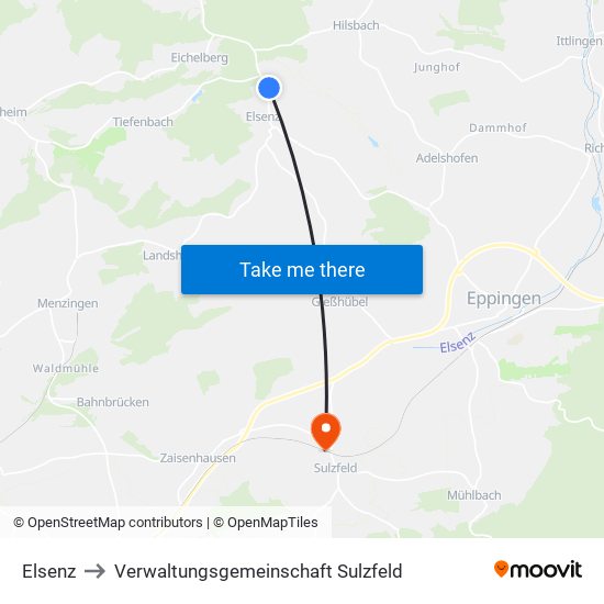 Elsenz to Verwaltungsgemeinschaft Sulzfeld map