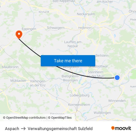 Aspach to Verwaltungsgemeinschaft Sulzfeld map