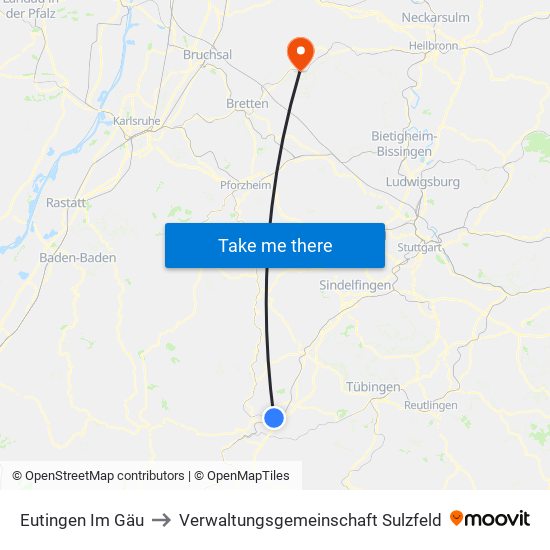 Eutingen Im Gäu to Verwaltungsgemeinschaft Sulzfeld map