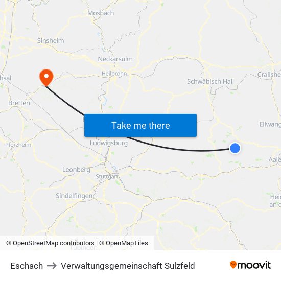Eschach to Verwaltungsgemeinschaft Sulzfeld map