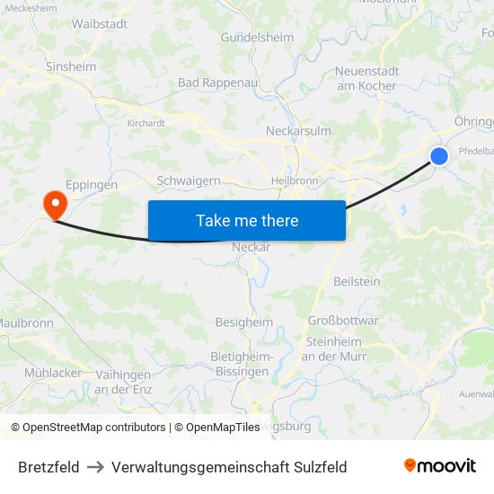 Bretzfeld to Verwaltungsgemeinschaft Sulzfeld map