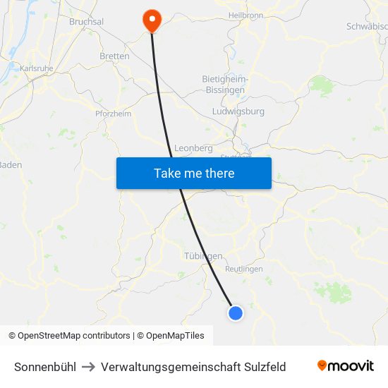 Sonnenbühl to Verwaltungsgemeinschaft Sulzfeld map