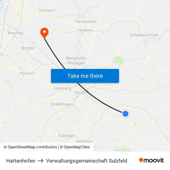 Hattenhofen to Verwaltungsgemeinschaft Sulzfeld map