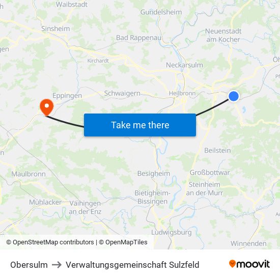 Obersulm to Verwaltungsgemeinschaft Sulzfeld map