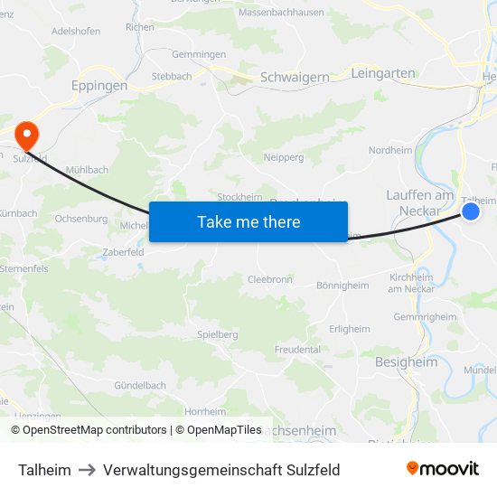 Talheim to Verwaltungsgemeinschaft Sulzfeld map