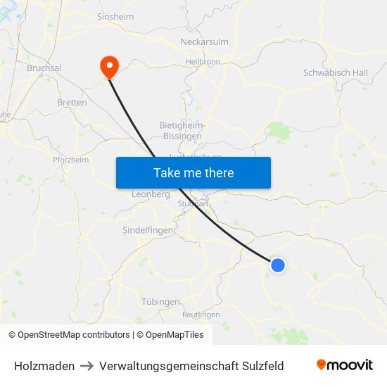 Holzmaden to Verwaltungsgemeinschaft Sulzfeld map