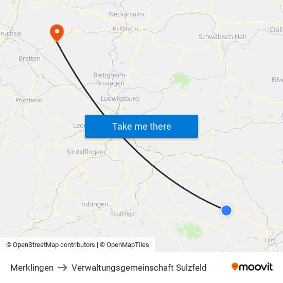 Merklingen to Verwaltungsgemeinschaft Sulzfeld map