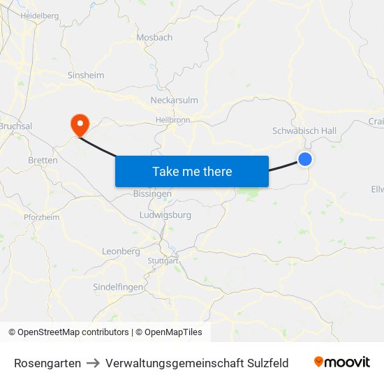Rosengarten to Verwaltungsgemeinschaft Sulzfeld map