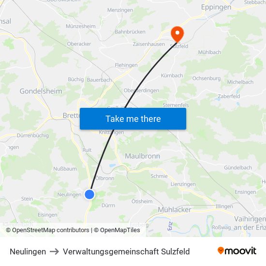 Neulingen to Verwaltungsgemeinschaft Sulzfeld map