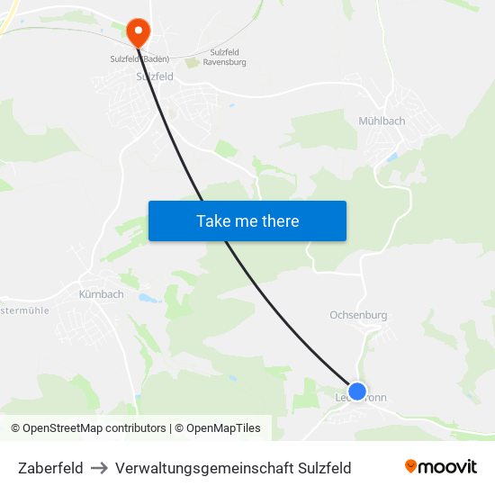 Zaberfeld to Verwaltungsgemeinschaft Sulzfeld map