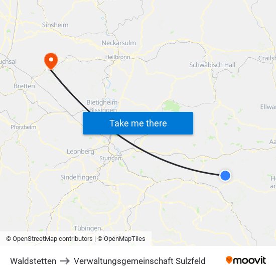 Waldstetten to Verwaltungsgemeinschaft Sulzfeld map