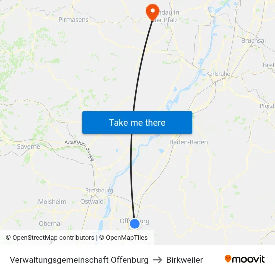Verwaltungsgemeinschaft Offenburg to Birkweiler map