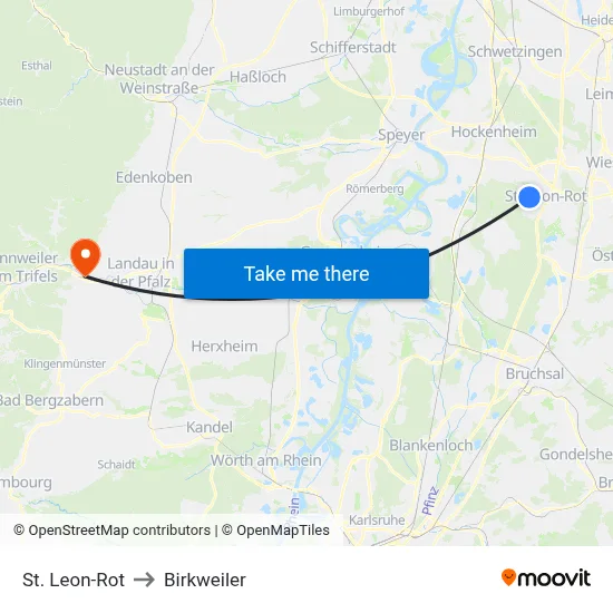 St. Leon-Rot to Birkweiler map