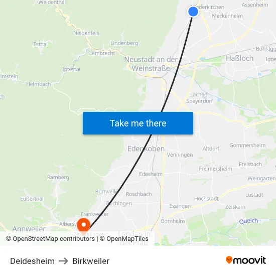 Deidesheim to Birkweiler map