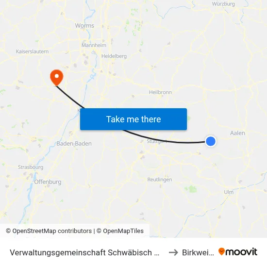 Verwaltungsgemeinschaft Schwäbisch Gmünd to Birkweiler map