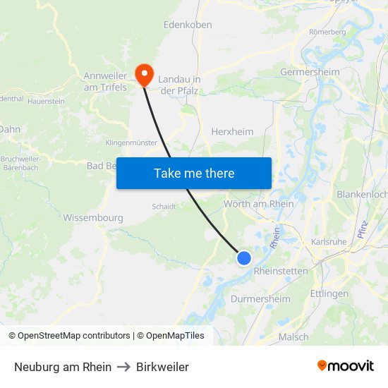 Neuburg am Rhein to Birkweiler map