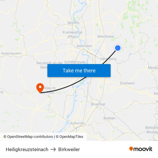 Heiligkreuzsteinach to Birkweiler map