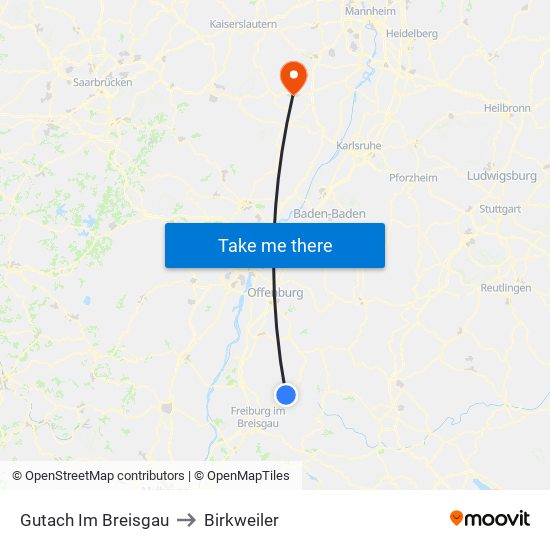 Gutach Im Breisgau to Birkweiler map