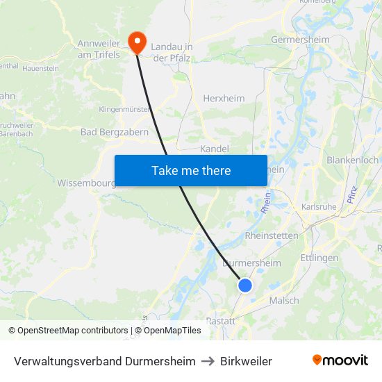 Verwaltungsverband Durmersheim to Birkweiler map