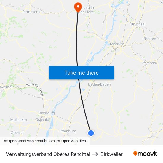 Verwaltungsverband Oberes Renchtal to Birkweiler map