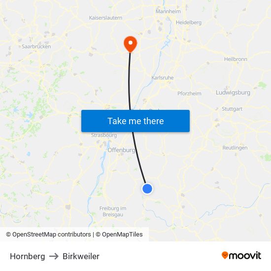 Hornberg to Birkweiler map