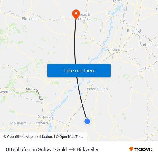 Ottenhöfen Im Schwarzwald to Birkweiler map