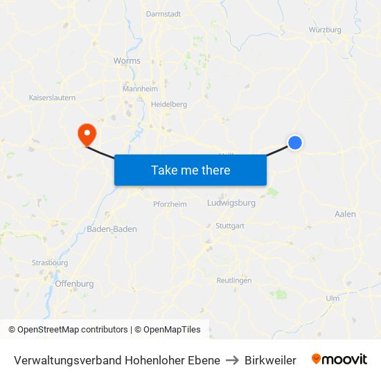 Verwaltungsverband Hohenloher Ebene to Birkweiler map