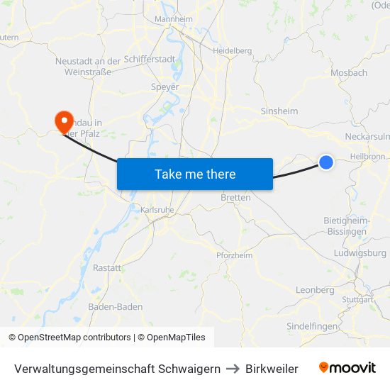 Verwaltungsgemeinschaft Schwaigern to Birkweiler map