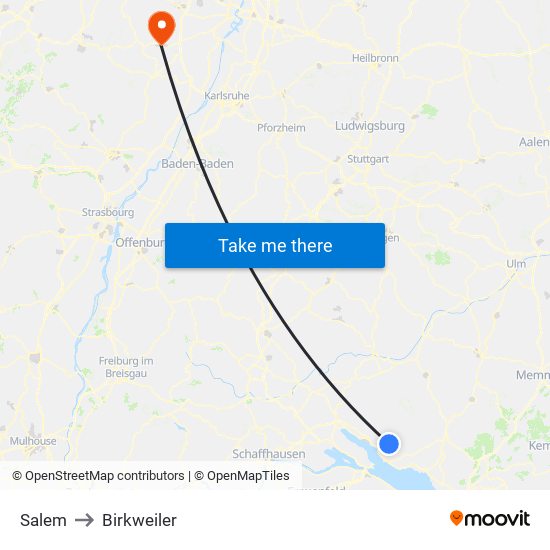 Salem to Birkweiler map