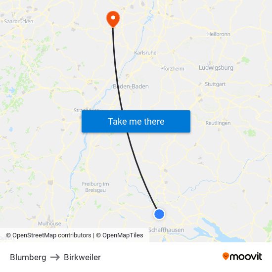 Blumberg to Birkweiler map