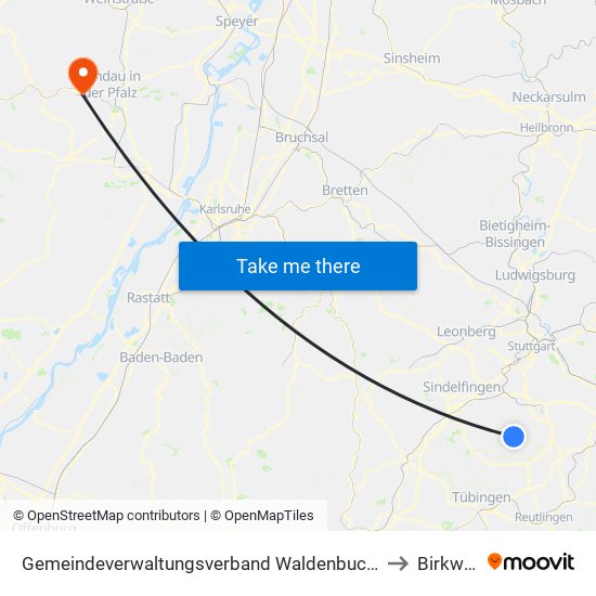 Gemeindeverwaltungsverband Waldenbuch/Steinenbronn to Birkweiler map
