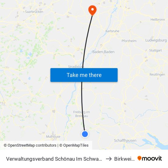 Verwaltungsverband Schönau Im Schwarzwald to Birkweiler map