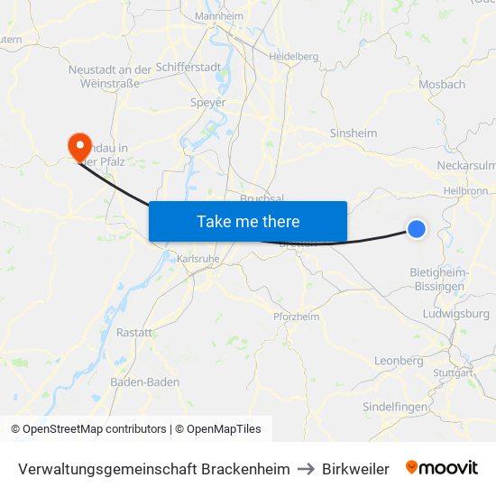 Verwaltungsgemeinschaft Brackenheim to Birkweiler map