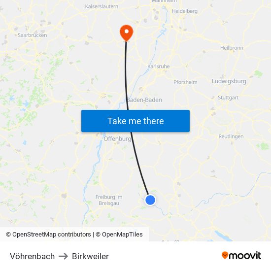 Vöhrenbach to Birkweiler map