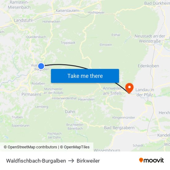 Waldfischbach-Burgalben to Birkweiler map