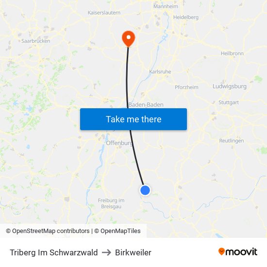 Triberg Im Schwarzwald to Birkweiler map