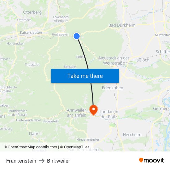 Frankenstein to Birkweiler map