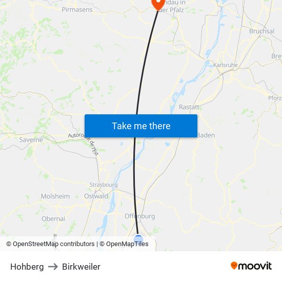 Hohberg to Birkweiler map