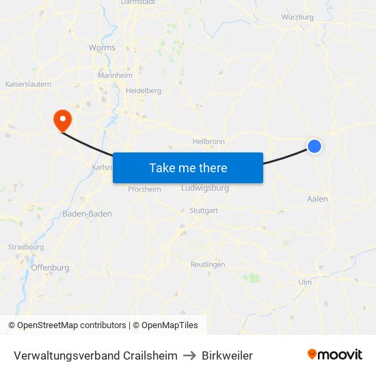 Verwaltungsverband Crailsheim to Birkweiler map