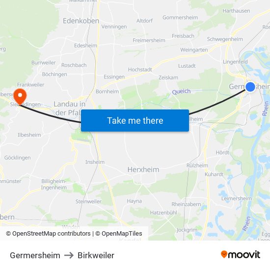 Germersheim to Birkweiler map