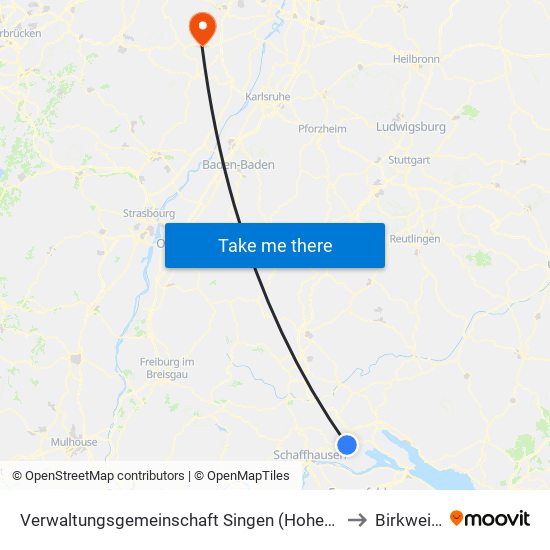 Verwaltungsgemeinschaft Singen (Hohentwiel) to Birkweiler map