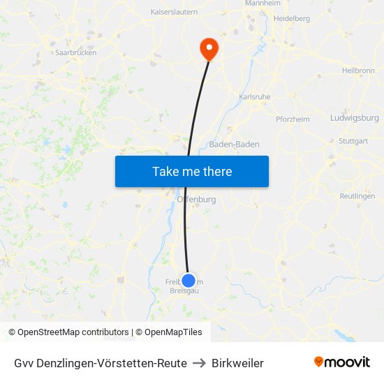 Gvv Denzlingen-Vörstetten-Reute to Birkweiler map