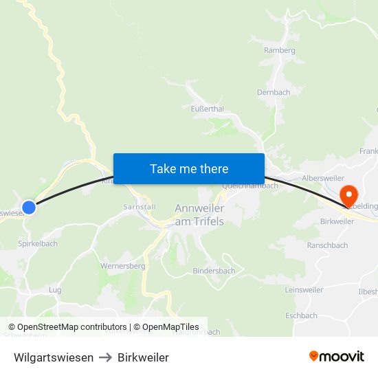 Wilgartswiesen to Birkweiler map