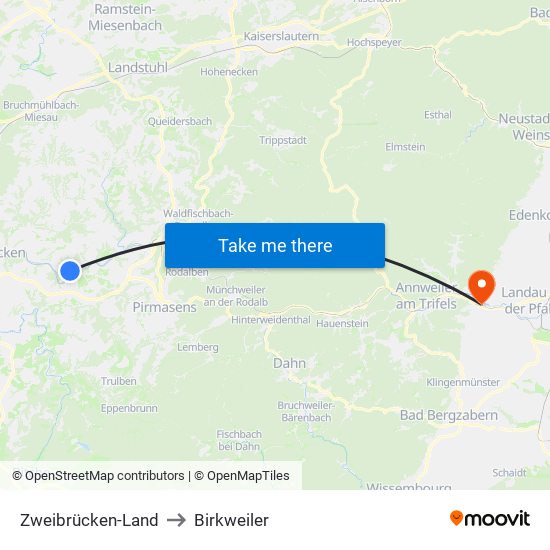 Zweibrücken-Land to Birkweiler map