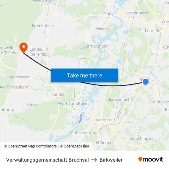 Verwaltungsgemeinschaft Bruchsal to Birkweiler map