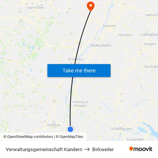 Verwaltungsgemeinschaft Kandern to Birkweiler map