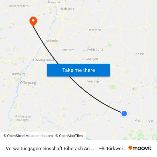 Verwaltungsgemeinschaft Biberach An Der Riß to Birkweiler map