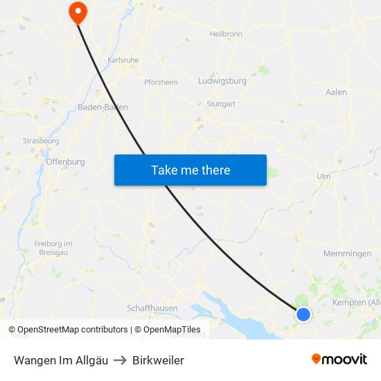 Wangen Im Allgäu to Birkweiler map